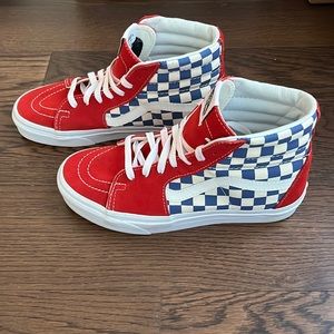 Vans Sk8 Hi Red and Blue Check